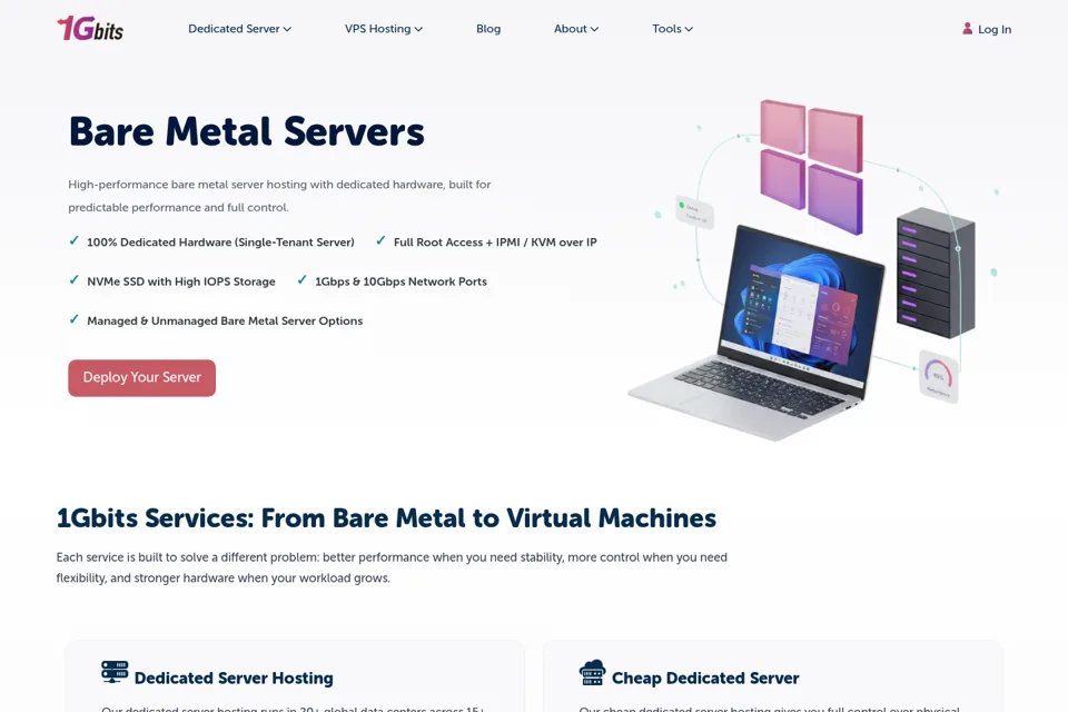 Aperçu de la landing page