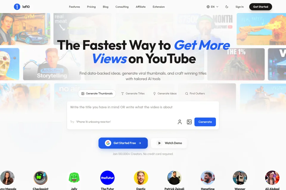 Aperçu de la landing page
