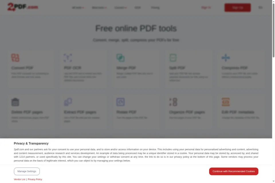 Landing page preview