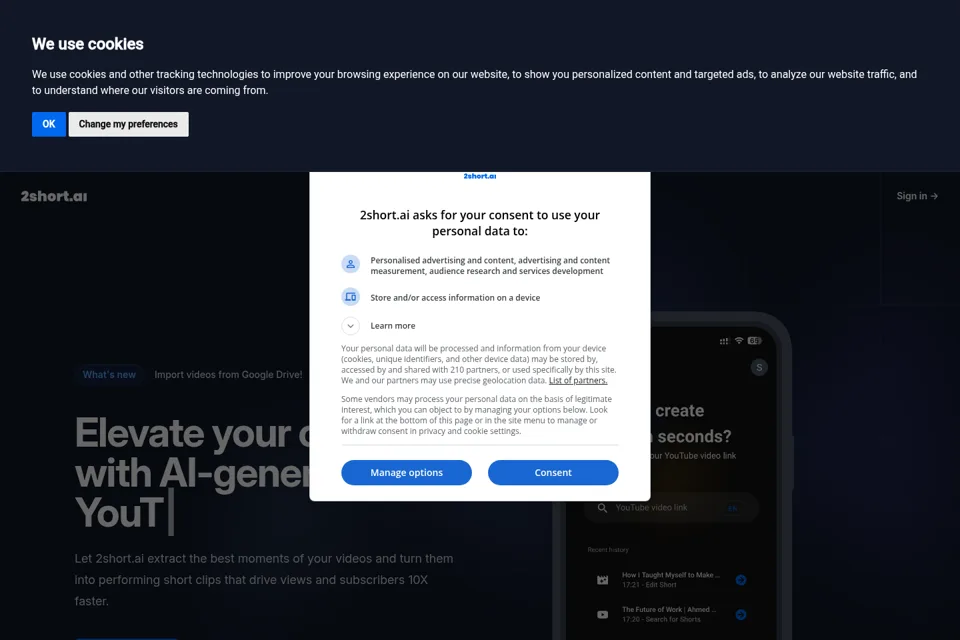 Aperçu de la landing page