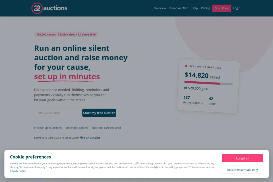 Aperçu de la landing page