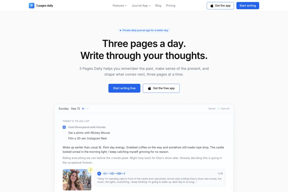 Aperçu de la landing page