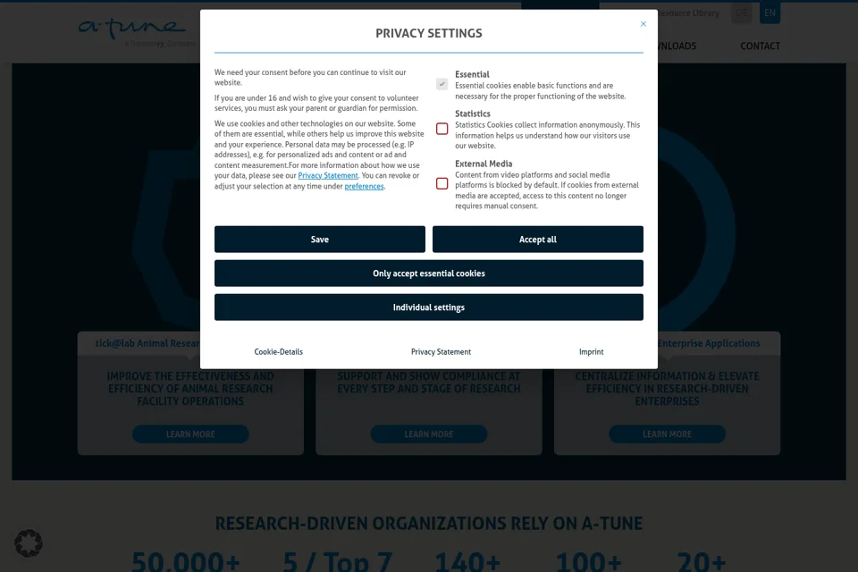 Aperçu de la landing page