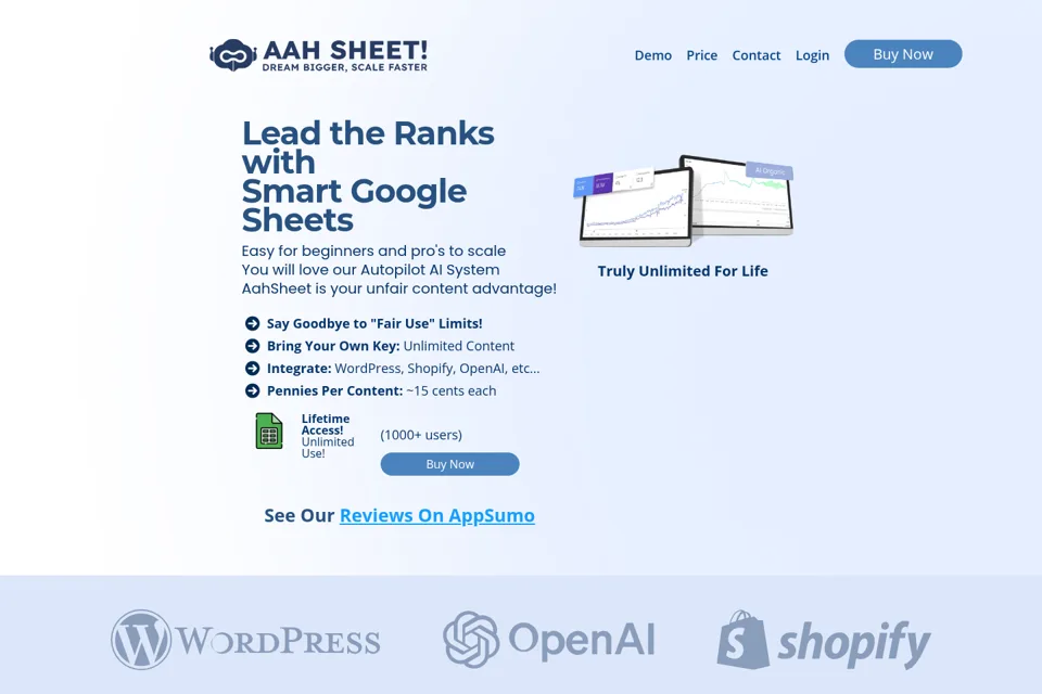 Aperçu de la landing page