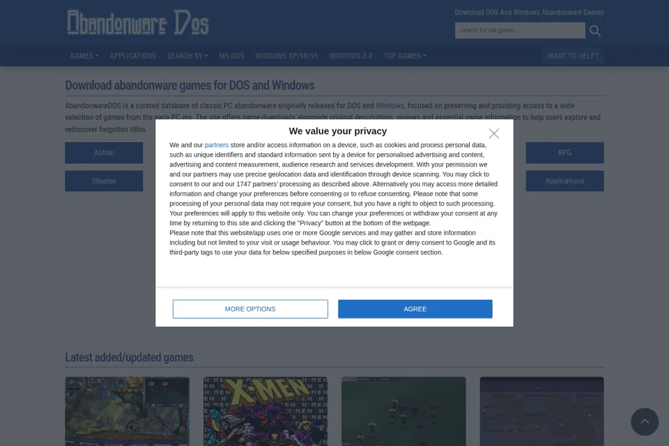 Aperçu de la landing page