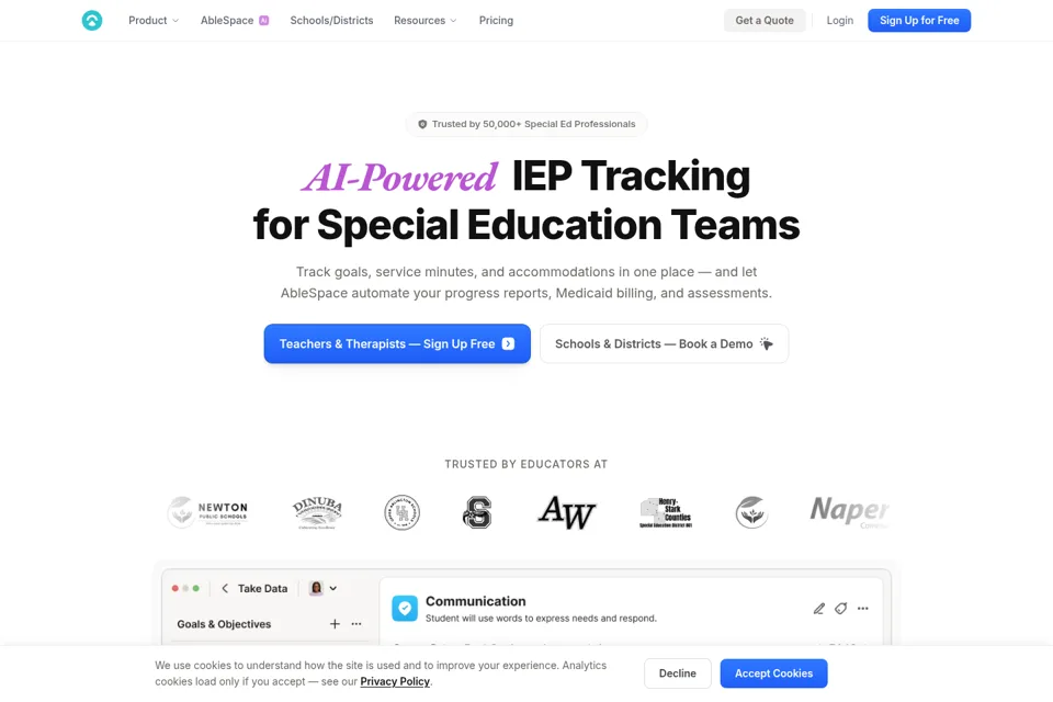 Aperçu de la landing page