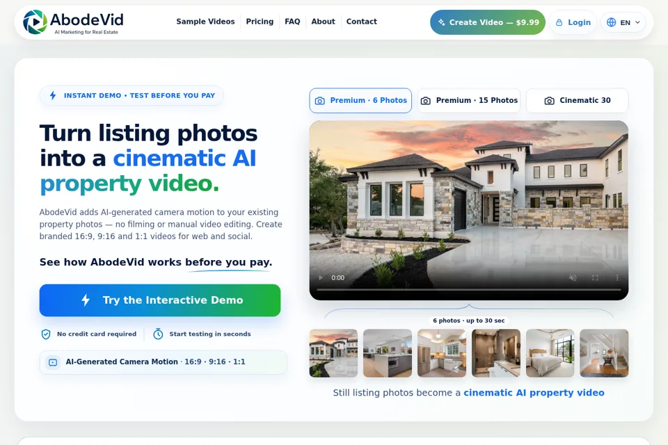 Aperçu de la landing page