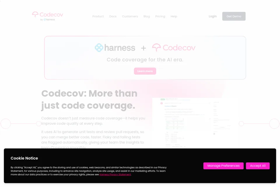 Aperçu de la landing page