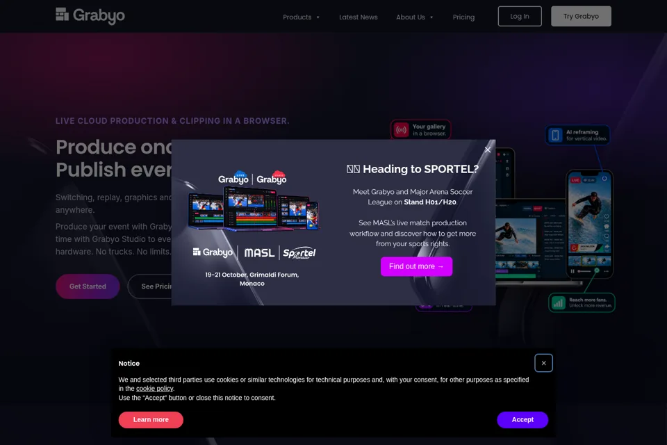 Aperçu de la landing page