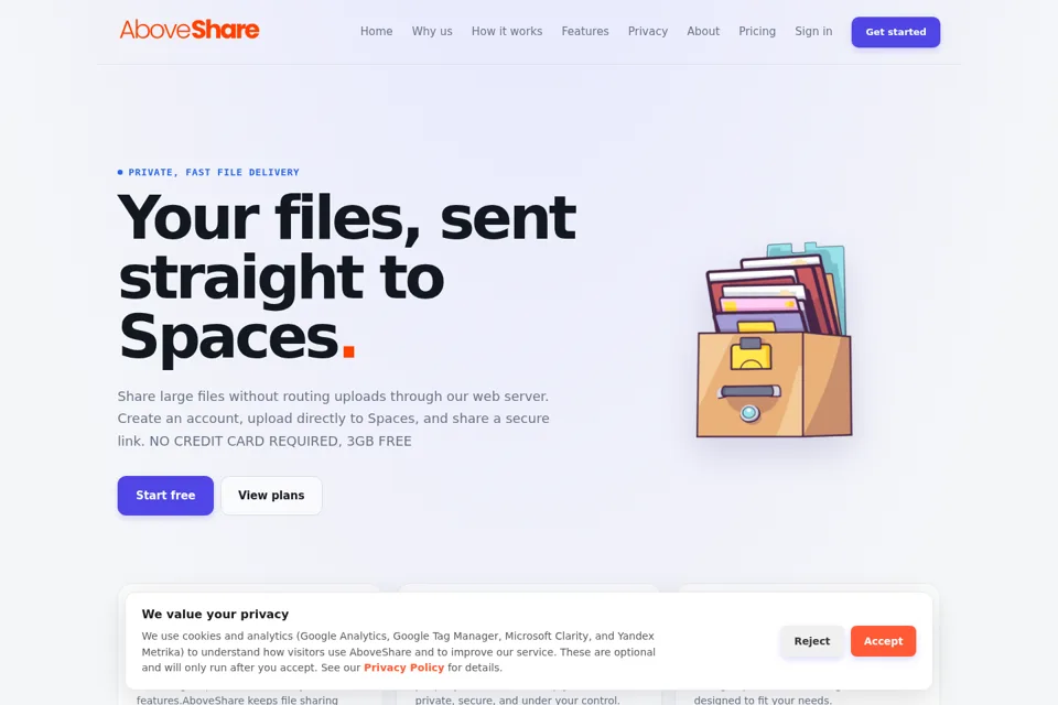 Landing page preview