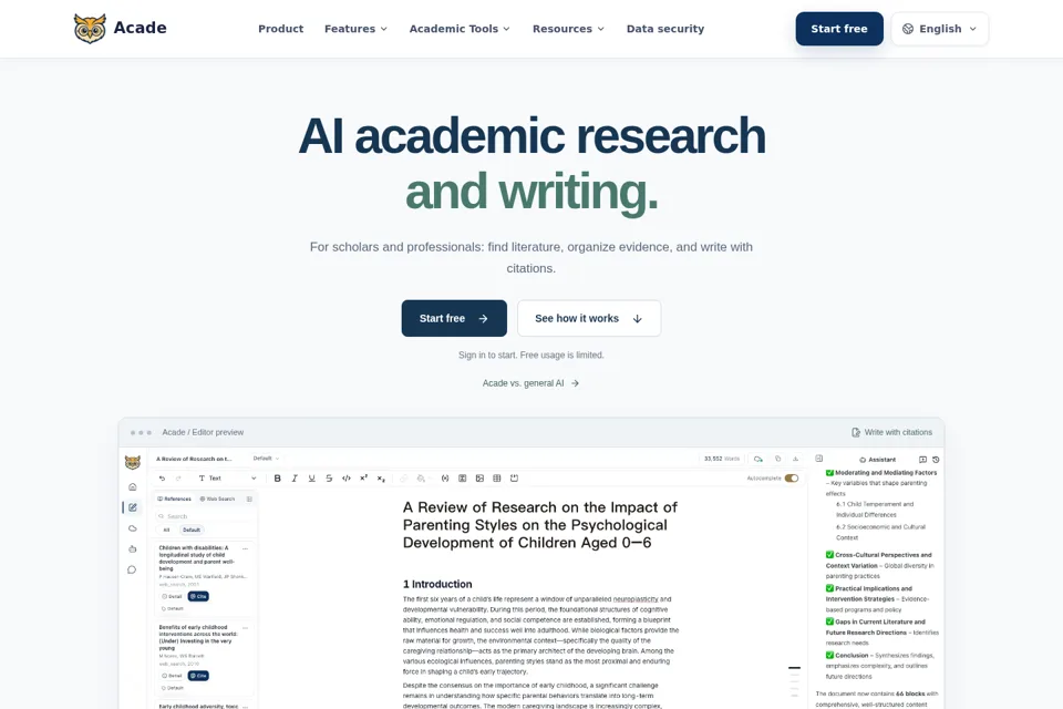 Aperçu de la landing page