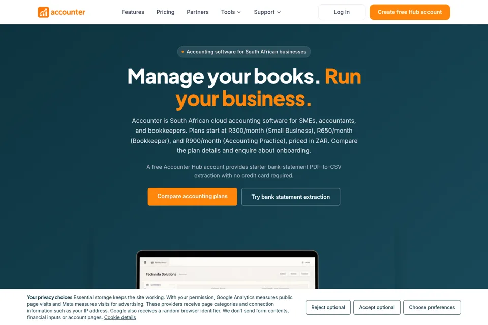 Aperçu de la landing page