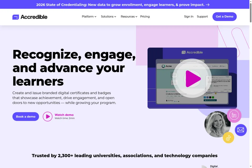 Aperçu de la landing page