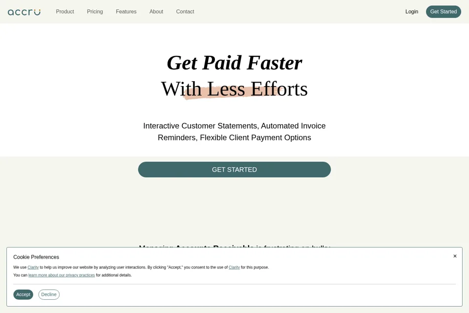 Aperçu de la landing page