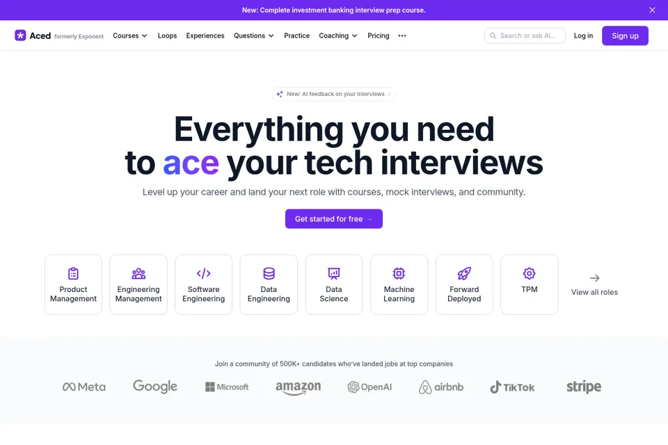 Aperçu de la landing page