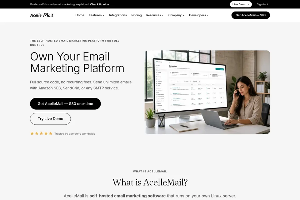 Aperçu de la landing page