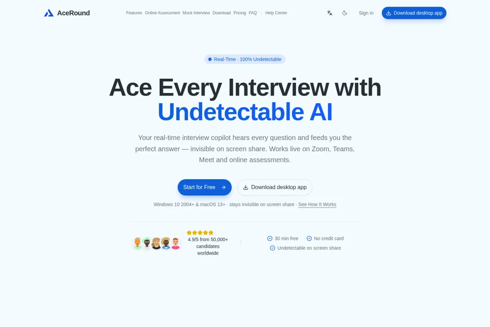 Aperçu de la landing page