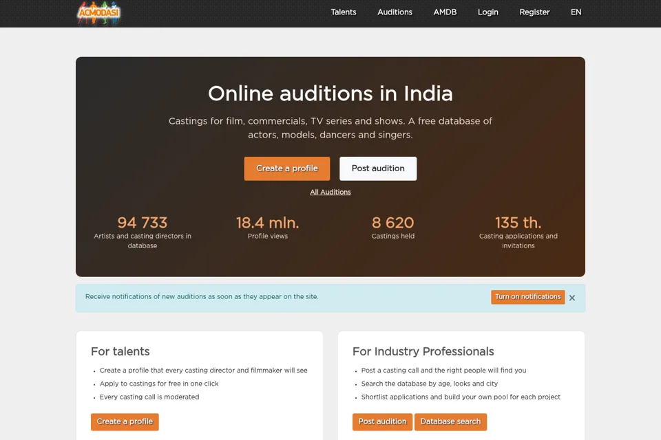 Aperçu de la landing page