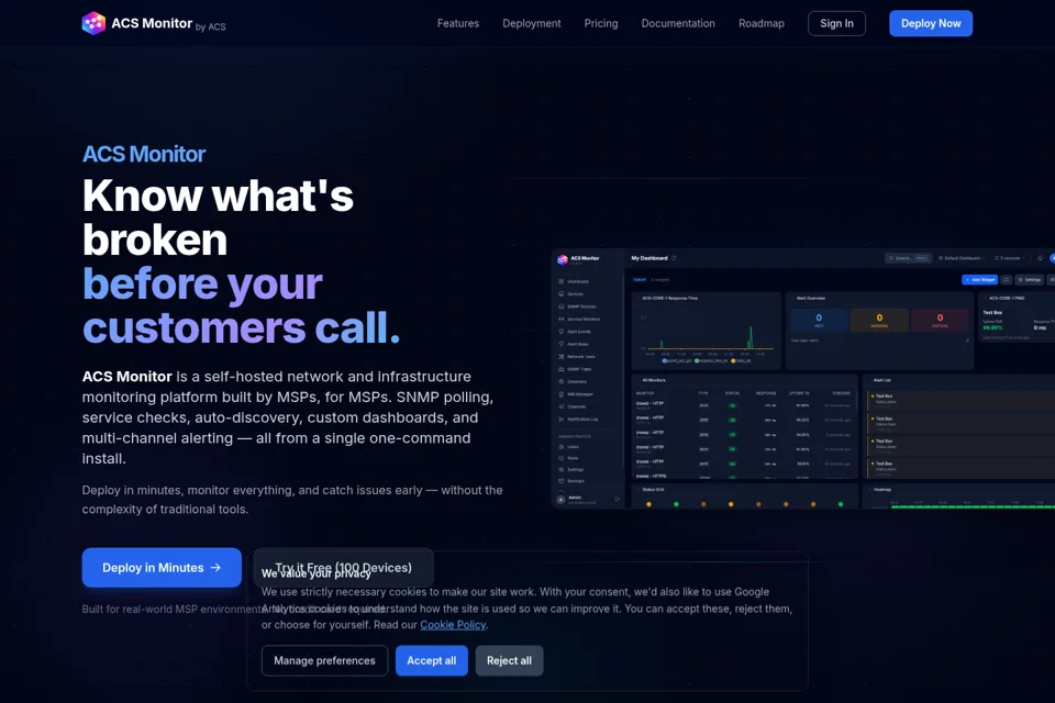 Aperçu de la landing page