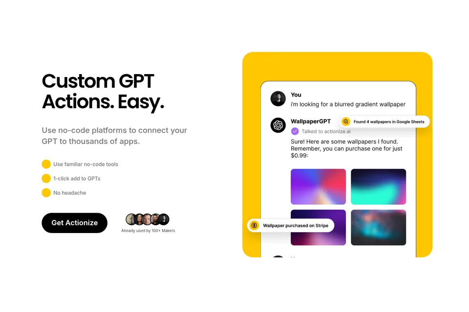 Aperçu de la landing page