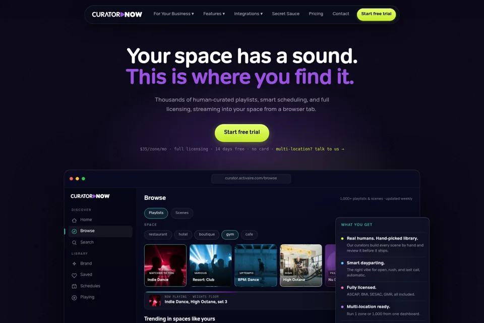 Aperçu de la landing page