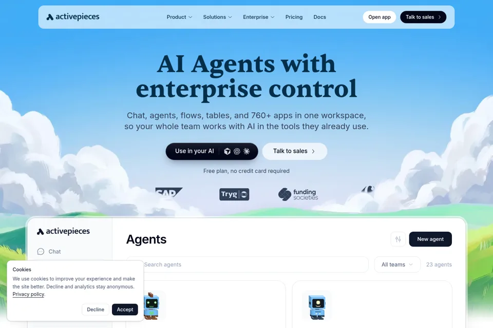 Aperçu de la landing page