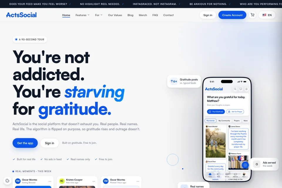 Aperçu de la landing page