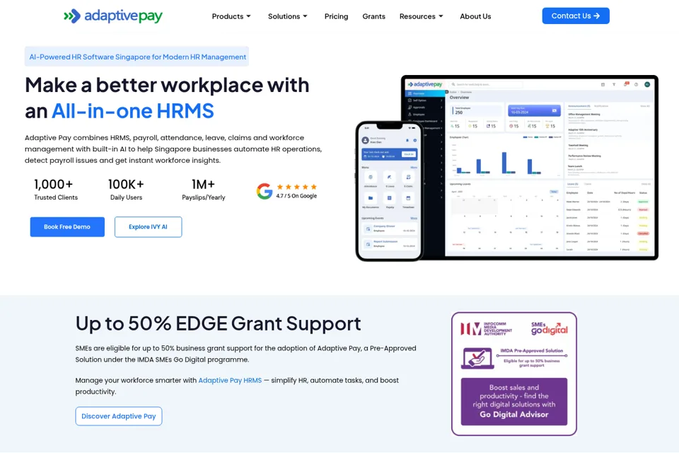 Aperçu de la landing page