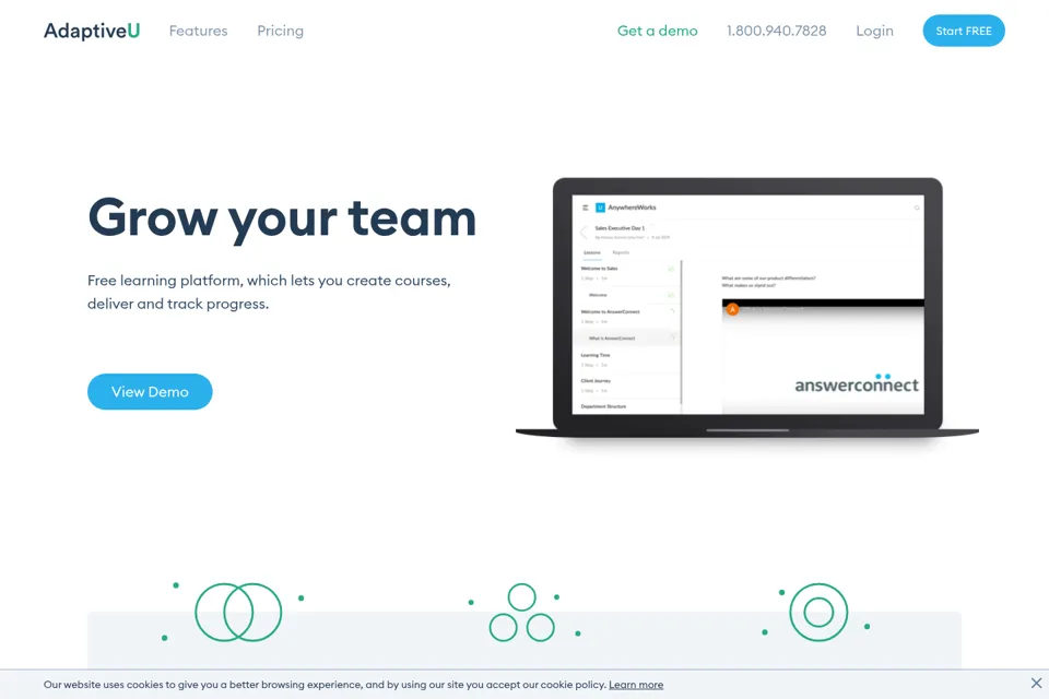 Aperçu de la landing page