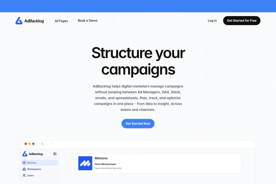 Aperçu de la landing page