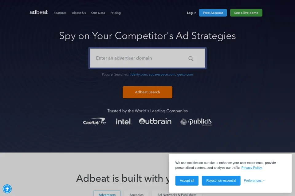 Aperçu de la landing page
