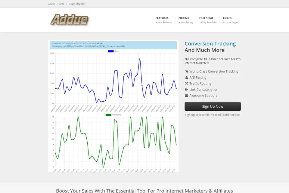Aperçu de la landing page