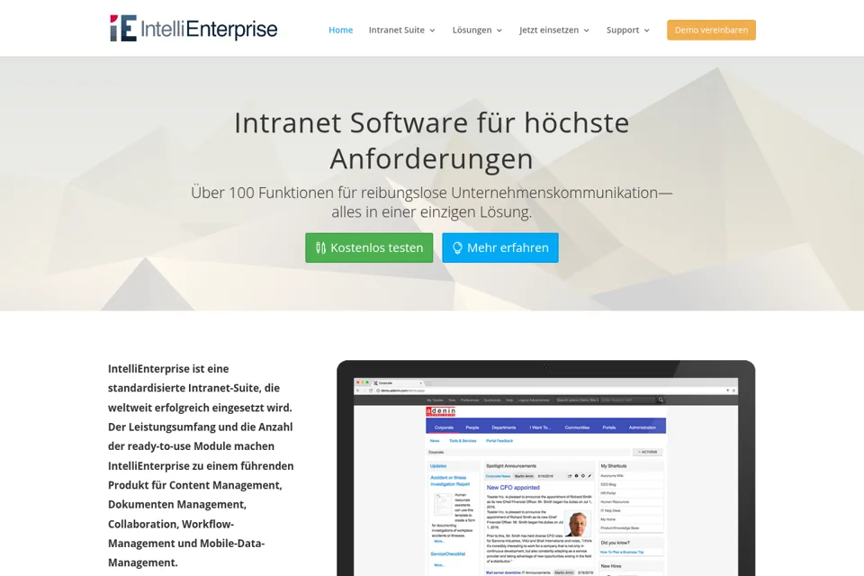 Aperçu de la landing page