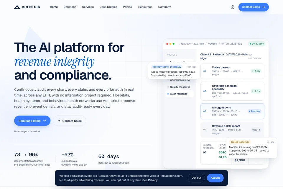 Aperçu de la landing page