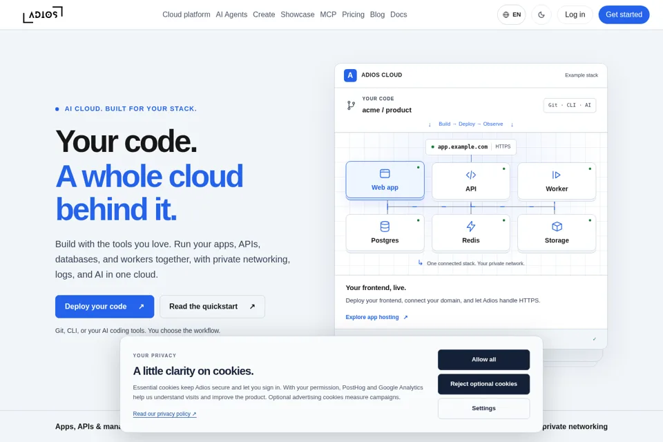 Aperçu de la landing page