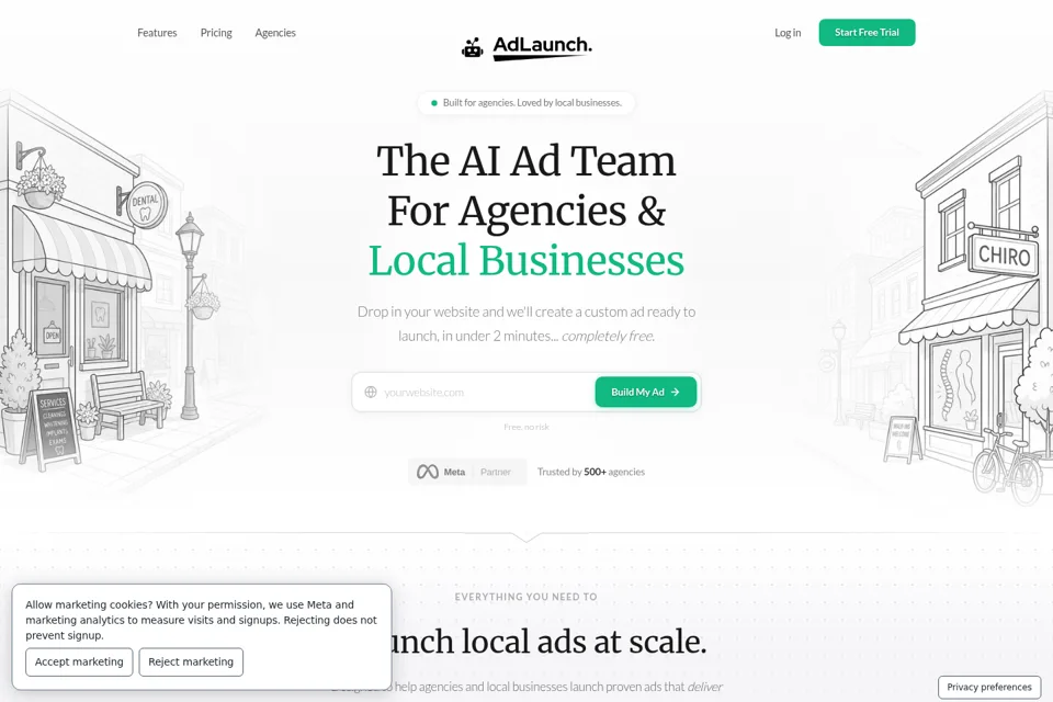 Aperçu de la landing page