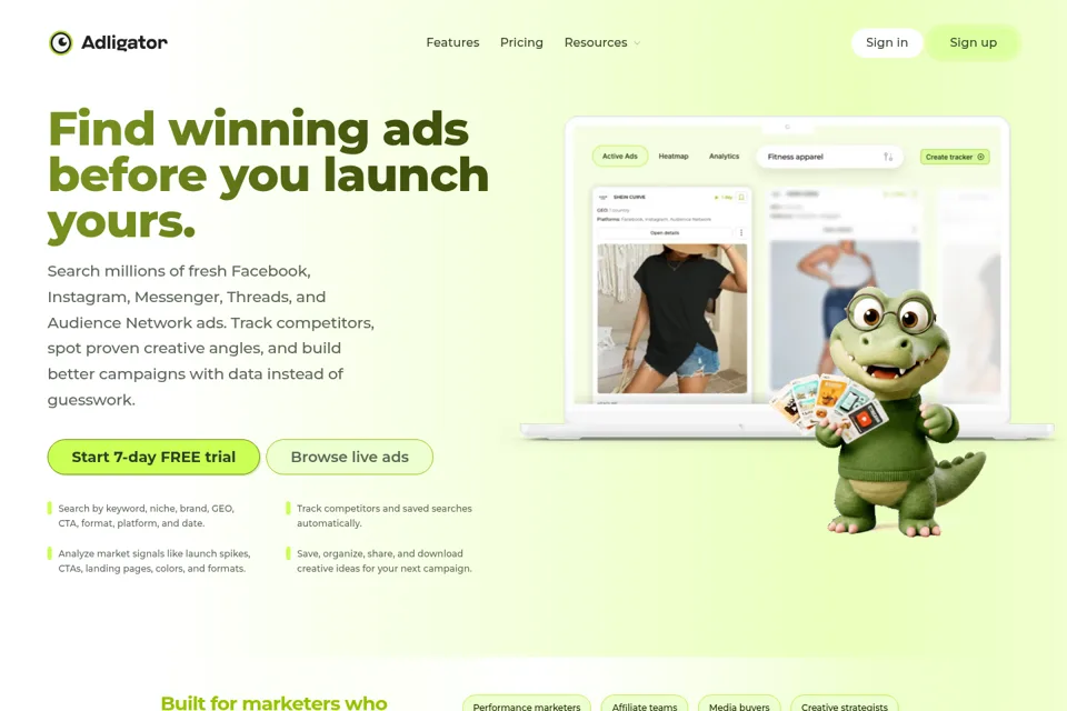 Aperçu de la landing page