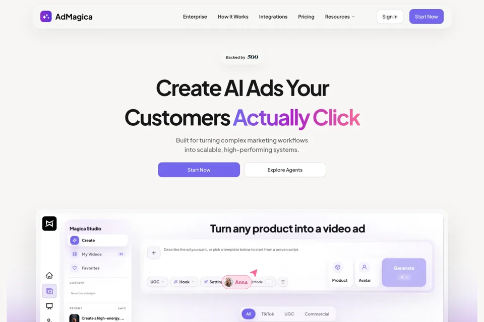 Aperçu de la landing page