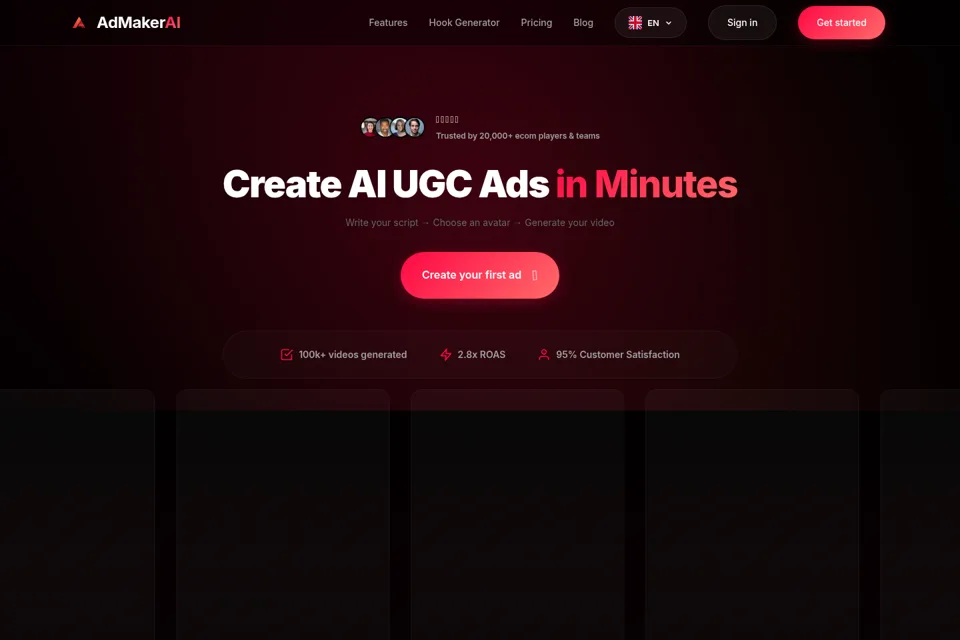 Aperçu de la landing page