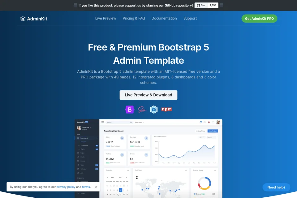 Landing page preview