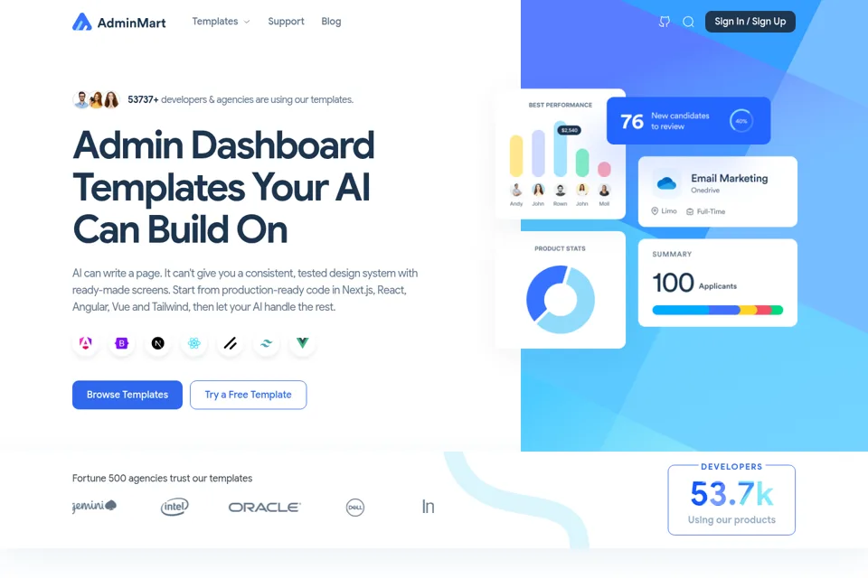 Aperçu de la landing page