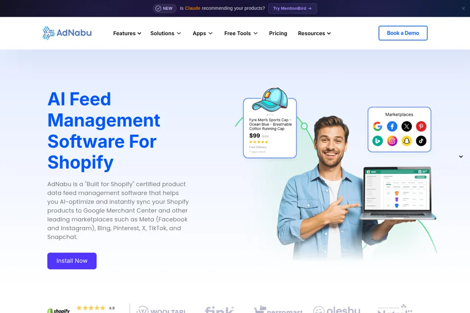 Aperçu de la landing page