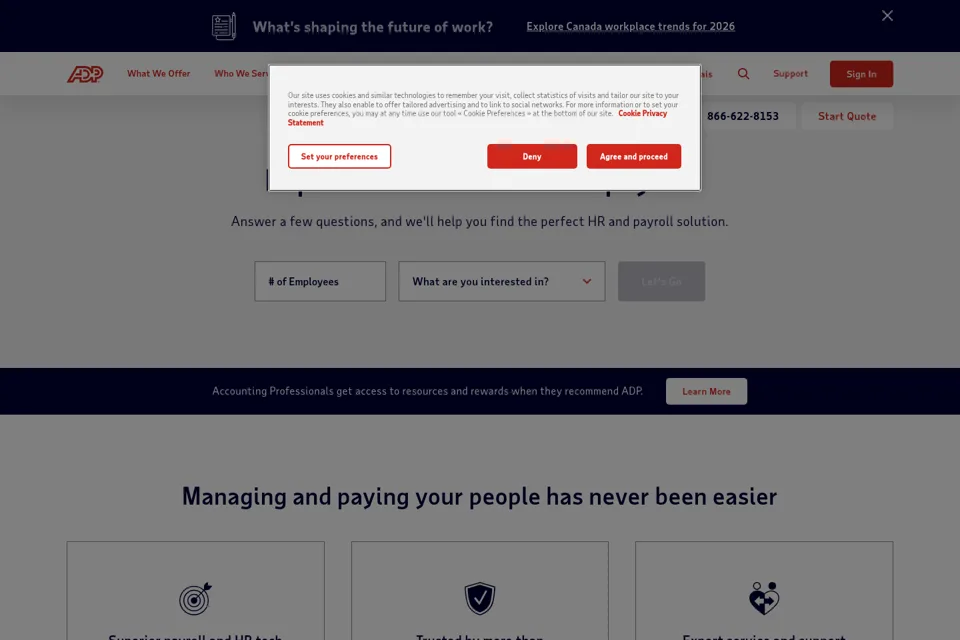 Aperçu de la landing page