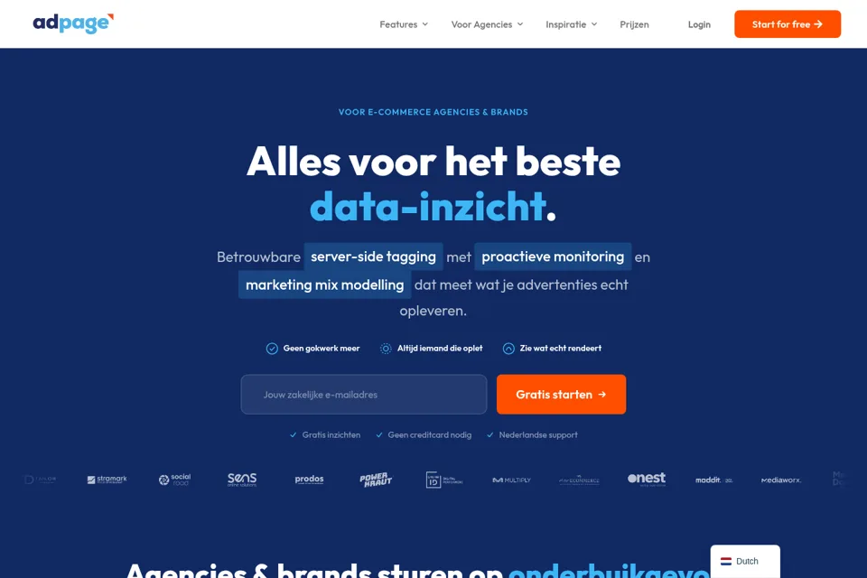 Aperçu de la landing page