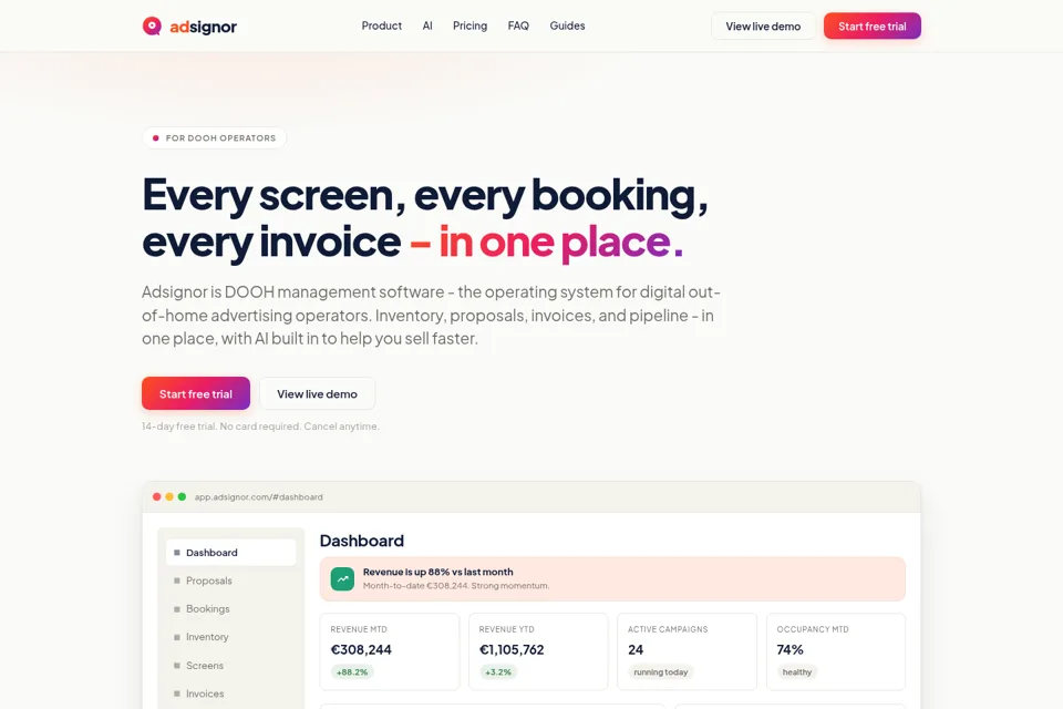 Aperçu de la landing page