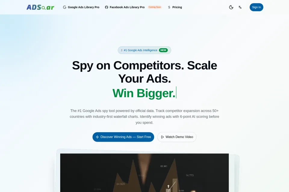 Aperçu de la landing page