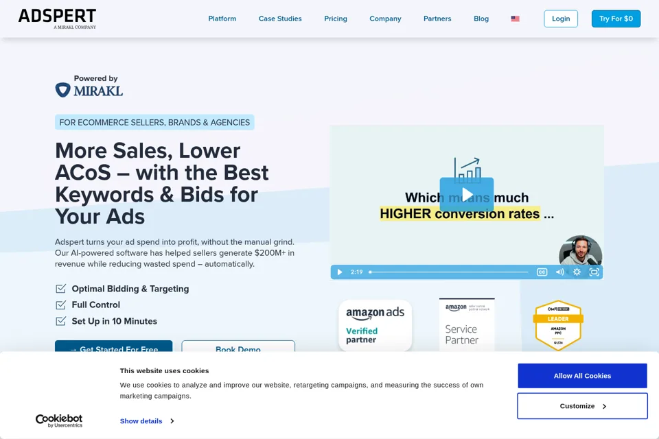 Aperçu de la landing page