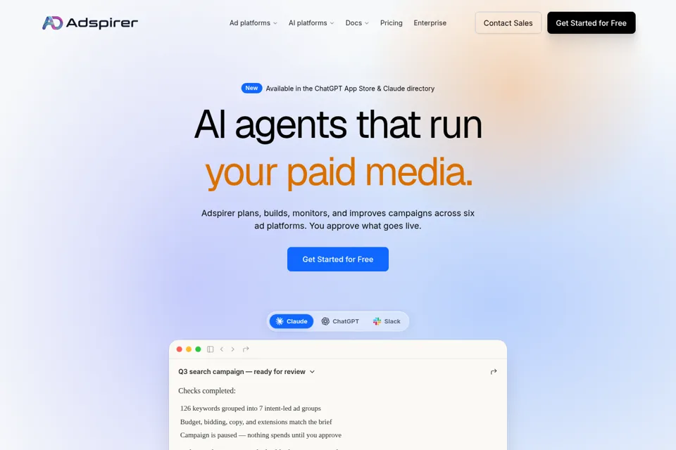 Aperçu de la landing page