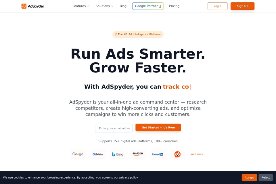 Aperçu de la landing page
