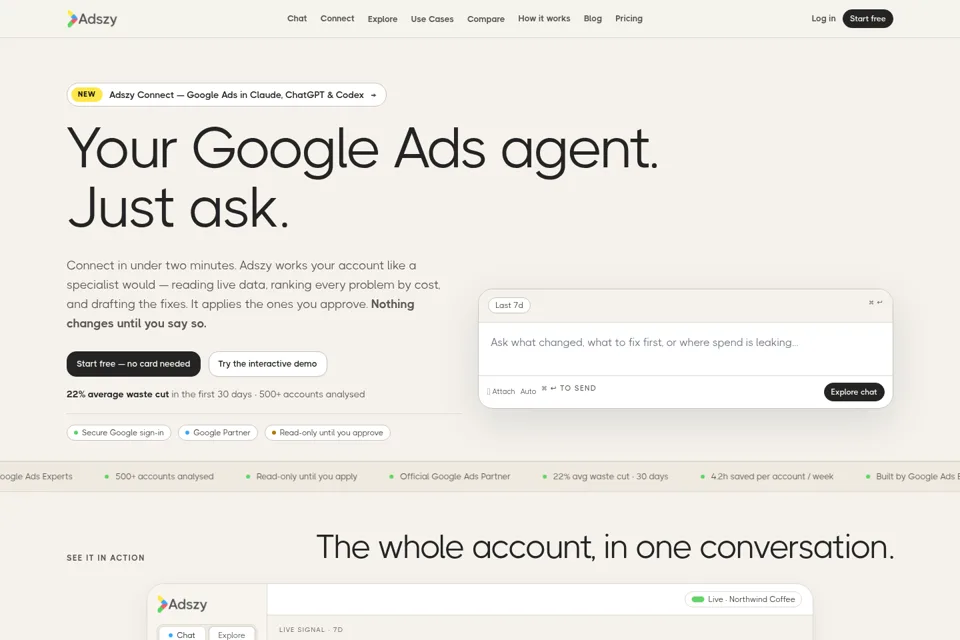Aperçu de la landing page